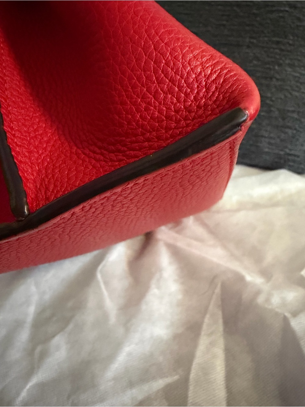 Gucci Pebbled Calfskin Large Bamboo Daily Top Handle Bag Red Shoulder/ Croosbody - Picture 5 of 16
